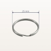 Kółko spiralne metalowe do breloków 25 mm srebrne – widok z wymiarami
