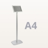 Stojak informacyjny A4 OWZ srebrny, wolnostojący, 100 cm, widok z boku, ramka ustawiona w poziomie