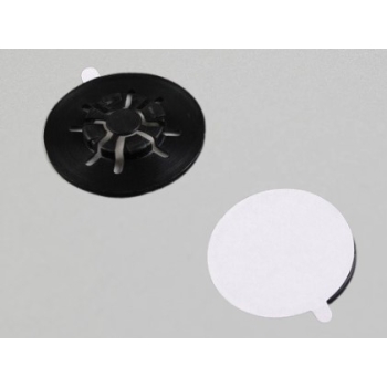 Uchwyt sztywny samoprzylepny do CD, czarny mat,  średnica 30 mm - widok z góry, pod kątem