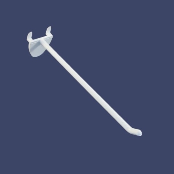 Hak wpinany do displayów plastikowy biały 100 mm – widok z góry