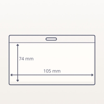Przezroczyste etui na identyfikator A7 – rysunek techniczny, widok z przodu, oznaczone wymiary