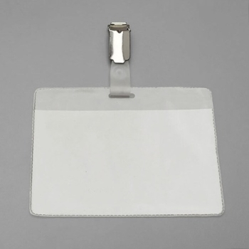 Przezroczyste etui z klipsem typu żabka na identyfikator A7 – widok z przodu