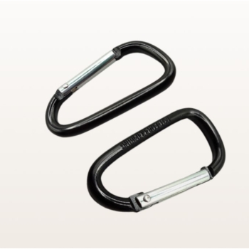 Karabińczyki aluminiowe reklamowe z zapadką 55 mm czarne – widok z góry