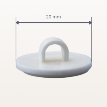 Uchwyt samoprzylepny sufitowy okrągły fi 20 mm biały – widok z boku z wymiarami