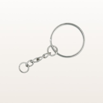 Kółko spiralne metalowe do breloków z łańcuszkiem 24 mm srebrne – widok z góry