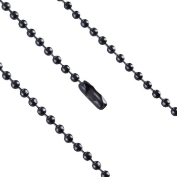 Metalowy łańcuszek kulkowy czarny 2,4 × 200 mm z łącznikiem – 100 sztuk