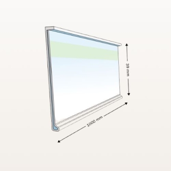 listwa cenowa DBR 39 mm, PVC, 1000 mm - rysunek techniczny z wymiarami