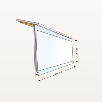 listwa cenowa HE 39 mm, PVC, 1000 mm - rysunek techniczny z wymiarami