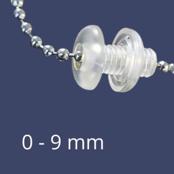 Przezroczysty nit plastikowy z otworem i łańcuszkiem kulkowym