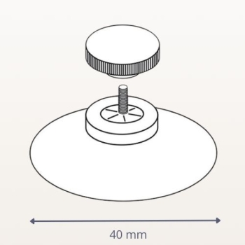 Rysunek techniczny przyssawki z gwintem 10 mm i średnicą 40 mm, z wymiarami