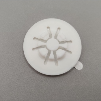 Uchwyt sztywny samoprzylepny do CD, biały,  średnica 30 mm - widok z góry, pod kątem