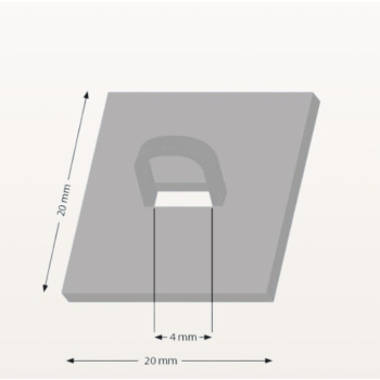 Uchwyt samoprzylepny sufitowy kwadratowy 20 x 20 mm biały – widok z boku