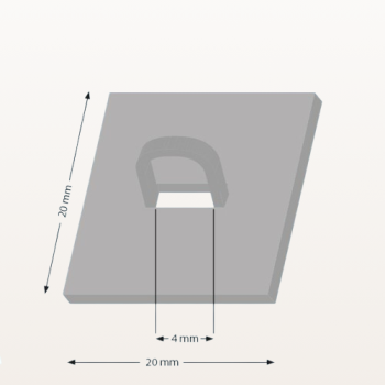 Uchwyt samoprzylepny sufitowy kwadratowy 20 x 20 mm biały – widok z boku