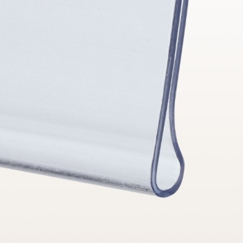 Przezroczysta zawieszka do etykiet cenowych, widok pod kątem, zbliżenie