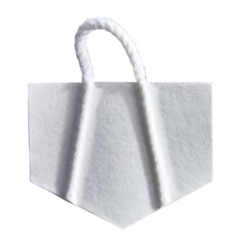 Biała tkaninowa zawieszka do kalendarza 24 x 31 mm z wklejanym sznurkiem
