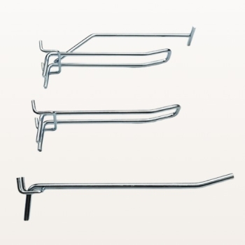 Zawieszki haki metalowe na ścianę perforowaną – trzy modele haków, zdjęcie poglądowe